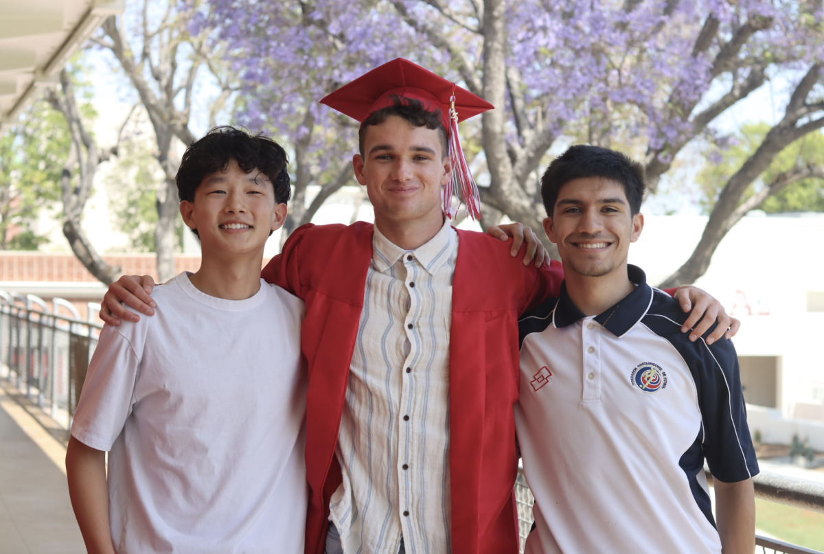 (From left to right) Freshman Joshua Jeon, senior Lincoln Sailhamer and sophomore Dante Diaz were teammates on the varsity basketball team. “Lincoln has almost been a big brother to the younger guys in basketball. He’s always encouraging and pushing us to be the best we can,” Diaz said.